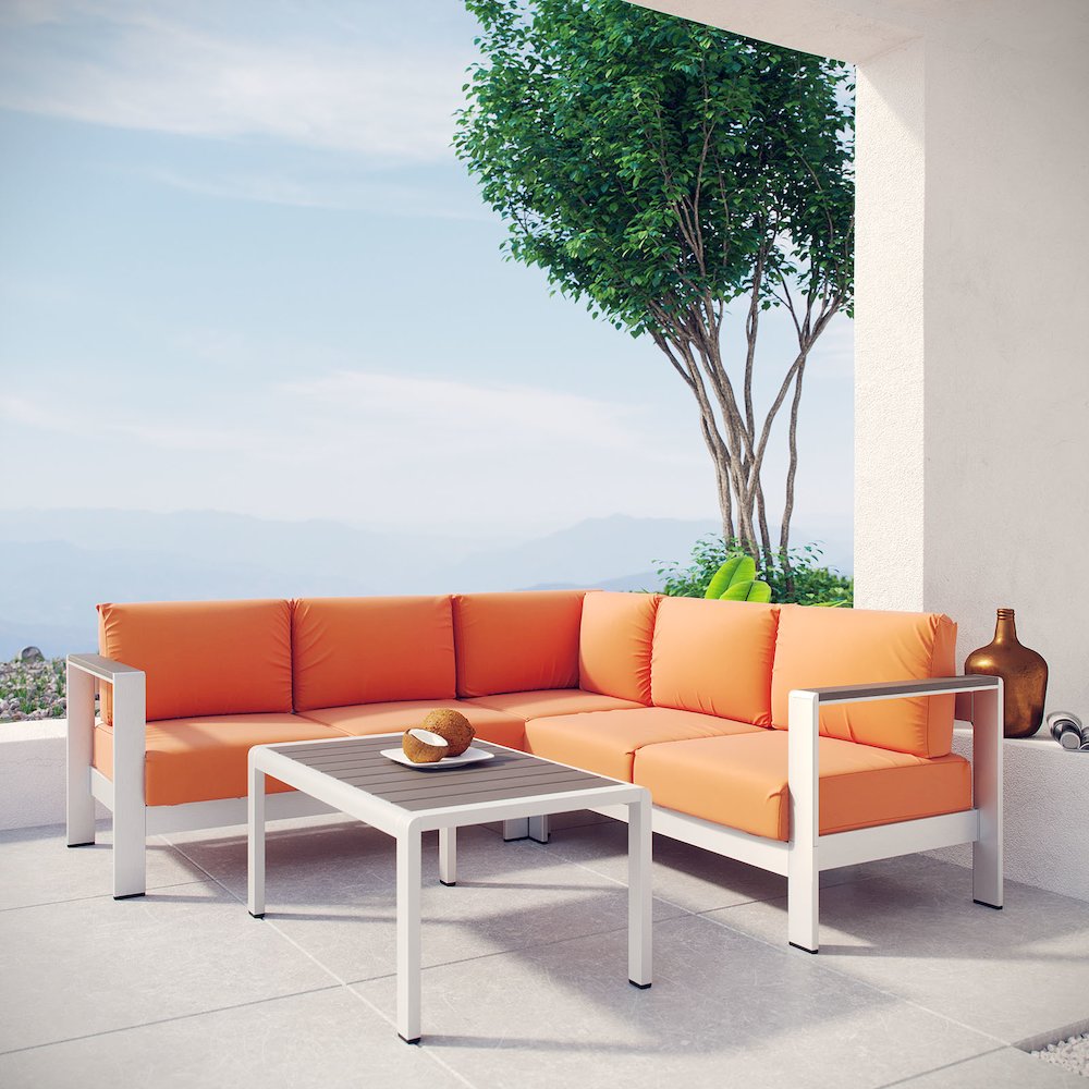 Shore 4 Piece Outdoor Patio Aluminum Sectional Sofa Set. Picture 6