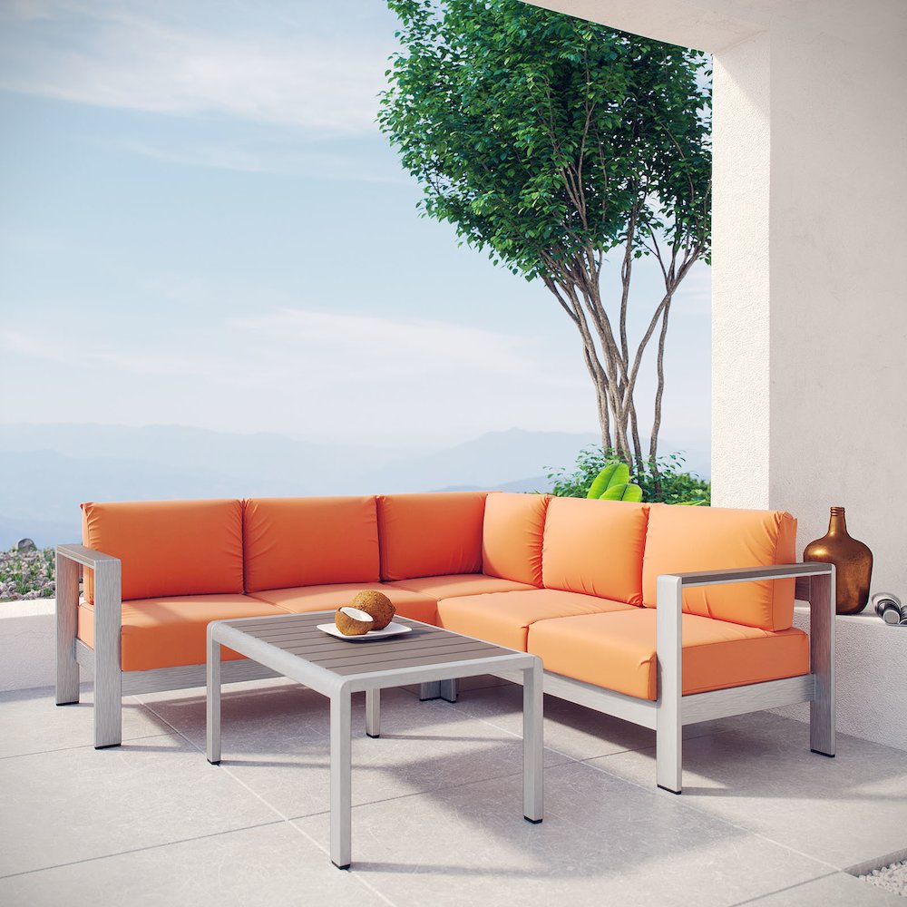 Shore 4 Piece Outdoor Patio Aluminum Sectional Sofa Set. Picture 7