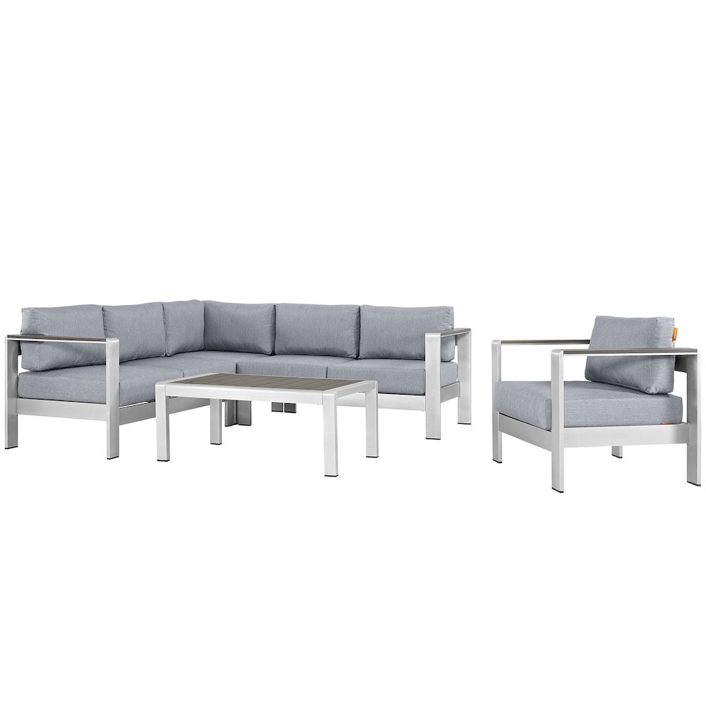 Shore 5 Piece Outdoor Patio Aluminum Sectional Sofa Set. Picture 1