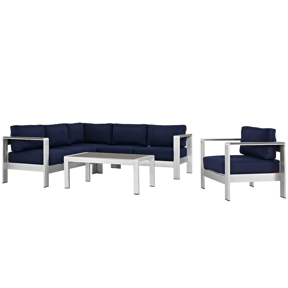 Shore 5 Piece Outdoor Patio Aluminum Sectional Sofa Set. Picture 1