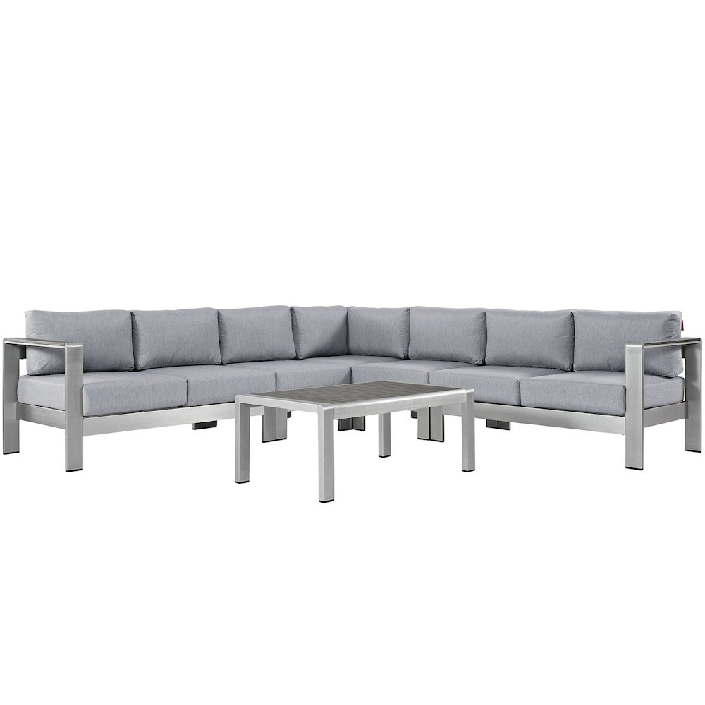 Shore 6 Piece Outdoor Patio Aluminum Sectional Sofa Set. Picture 1