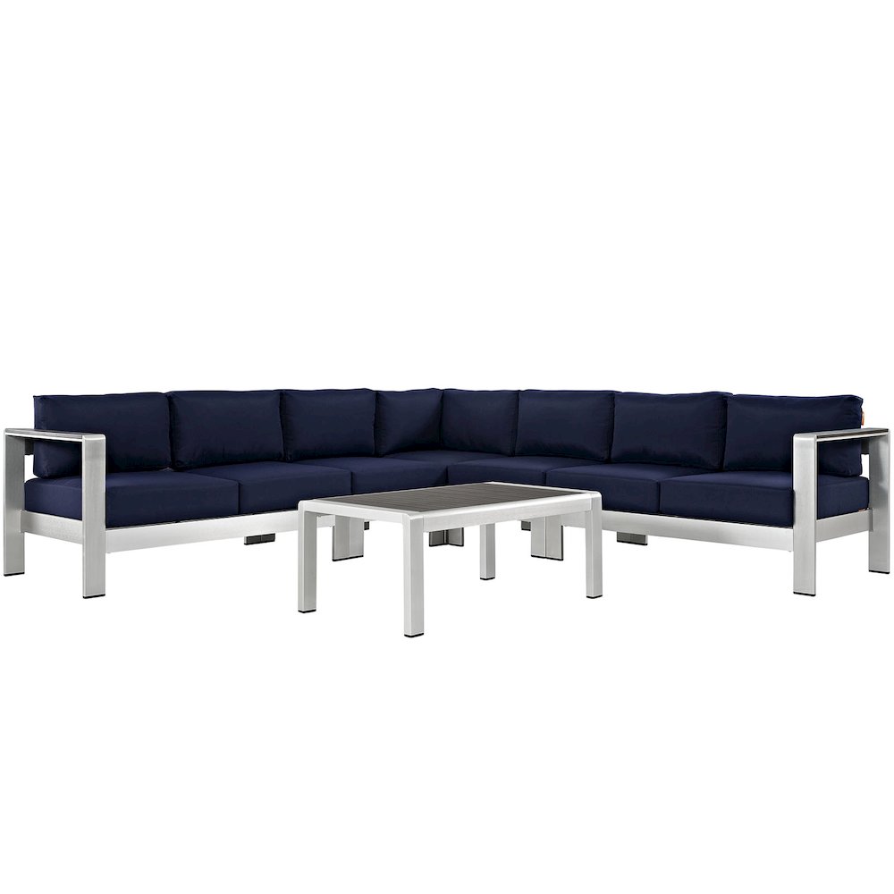 Shore 6 Piece Outdoor Patio Aluminum Sectional Sofa Set. Picture 1