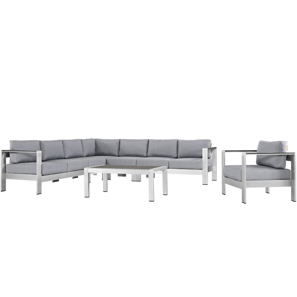 Shore 7 Piece Outdoor Patio Aluminum Sectional Sofa Set. Picture 1