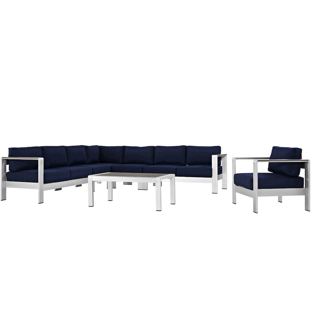 Shore 7 Piece Outdoor Patio Aluminum Sectional Sofa Set. Picture 1