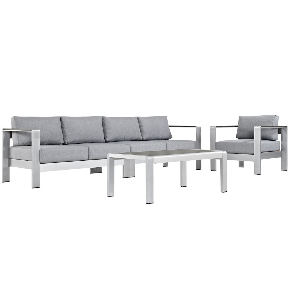 Shore 4 Piece Outdoor Patio Aluminum Sectional Sofa Set. Picture 1
