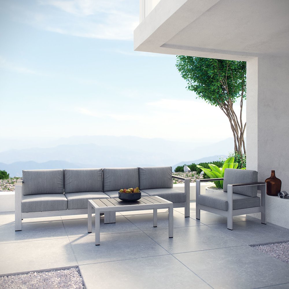 Shore 4 Piece Outdoor Patio Aluminum Sectional Sofa Set. Picture 6