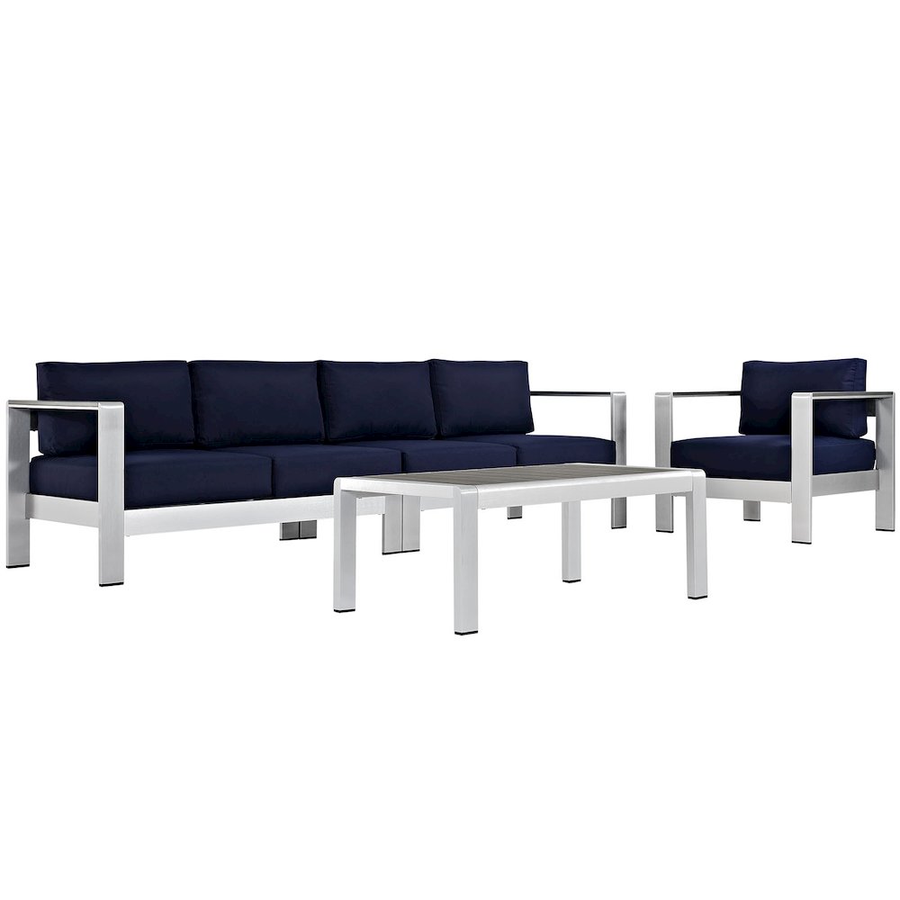 Shore 4 Piece Outdoor Patio Aluminum Sectional Sofa Set. Picture 1