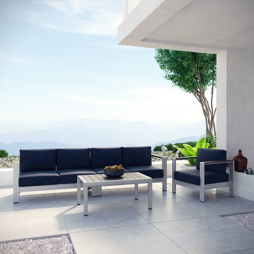 Shore 4 Piece Outdoor Patio Aluminum Sectional Sofa Set. Picture 6