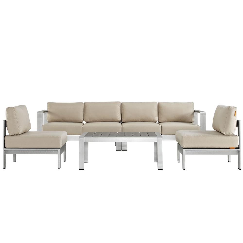 Shore 5 Piece Outdoor Patio Aluminum Sectional Sofa Set. Picture 1