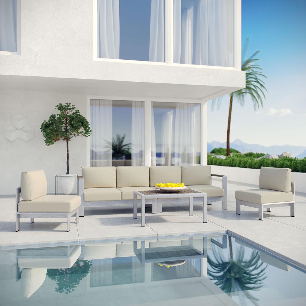 Shore 5 Piece Outdoor Patio Aluminum Sectional Sofa Set. Picture 7