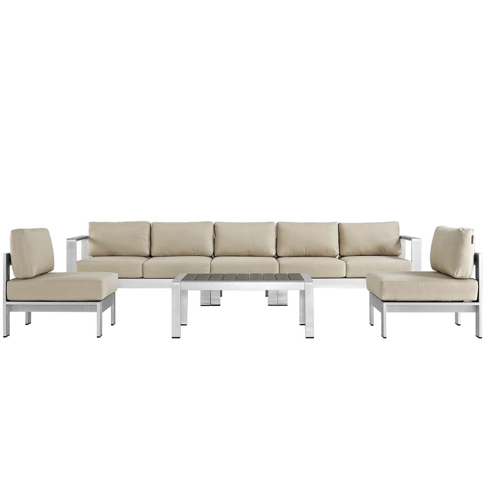 Shore 6 Piece Outdoor Patio Aluminum Sectional Sofa Set. Picture 1