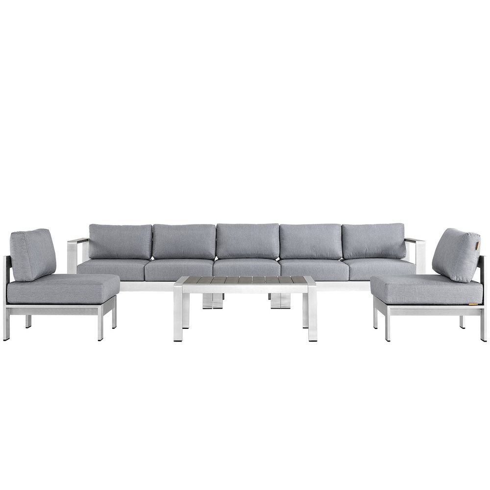 Shore 6 Piece Outdoor Patio Aluminum Sectional Sofa Set. Picture 1
