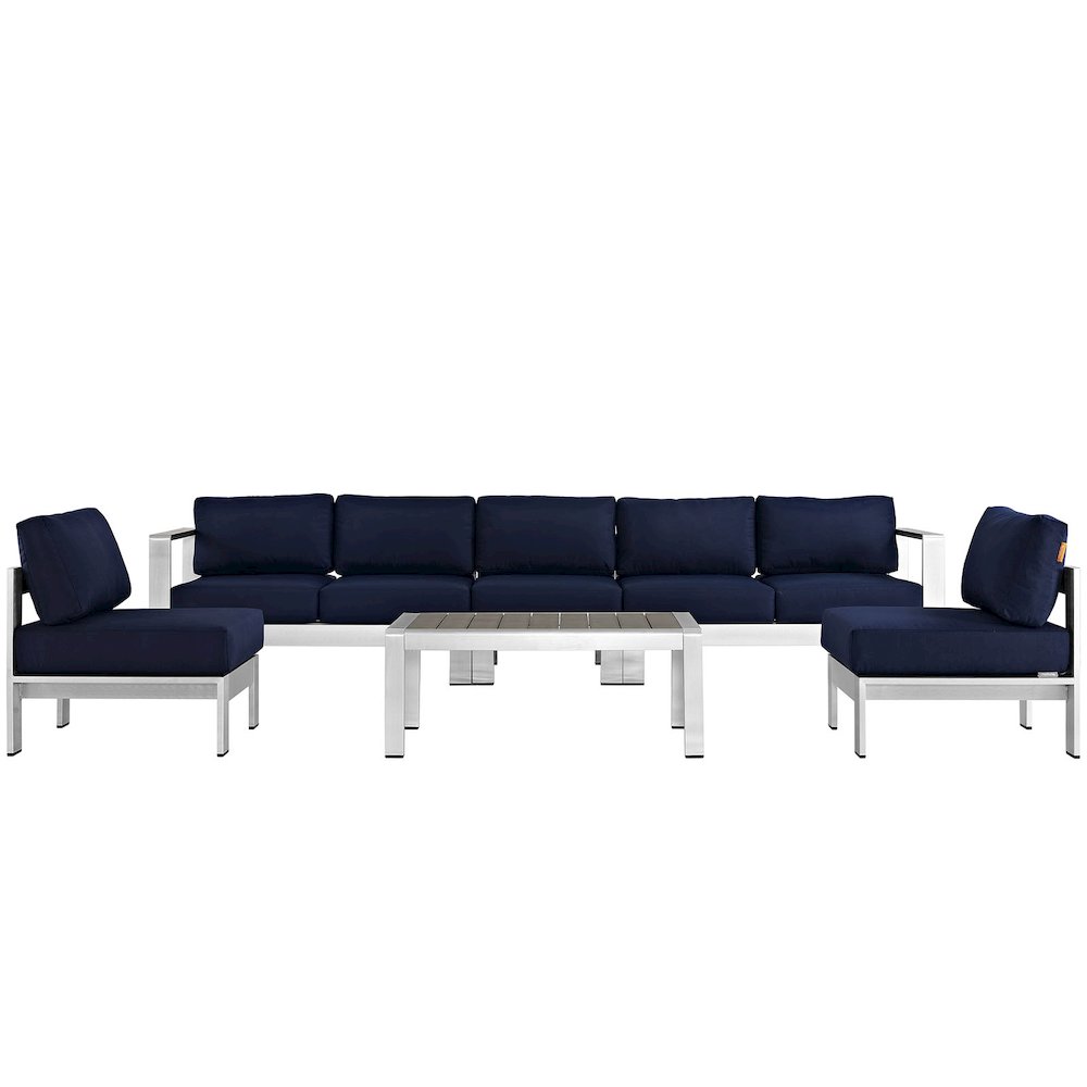 Shore 6 Piece Outdoor Patio Aluminum Sectional Sofa Set. Picture 1