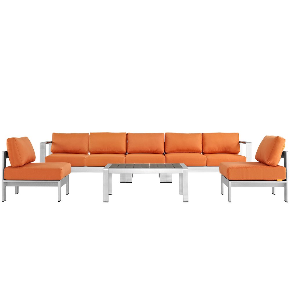Shore 6 Piece Outdoor Patio Aluminum Sectional Sofa Set. Picture 1