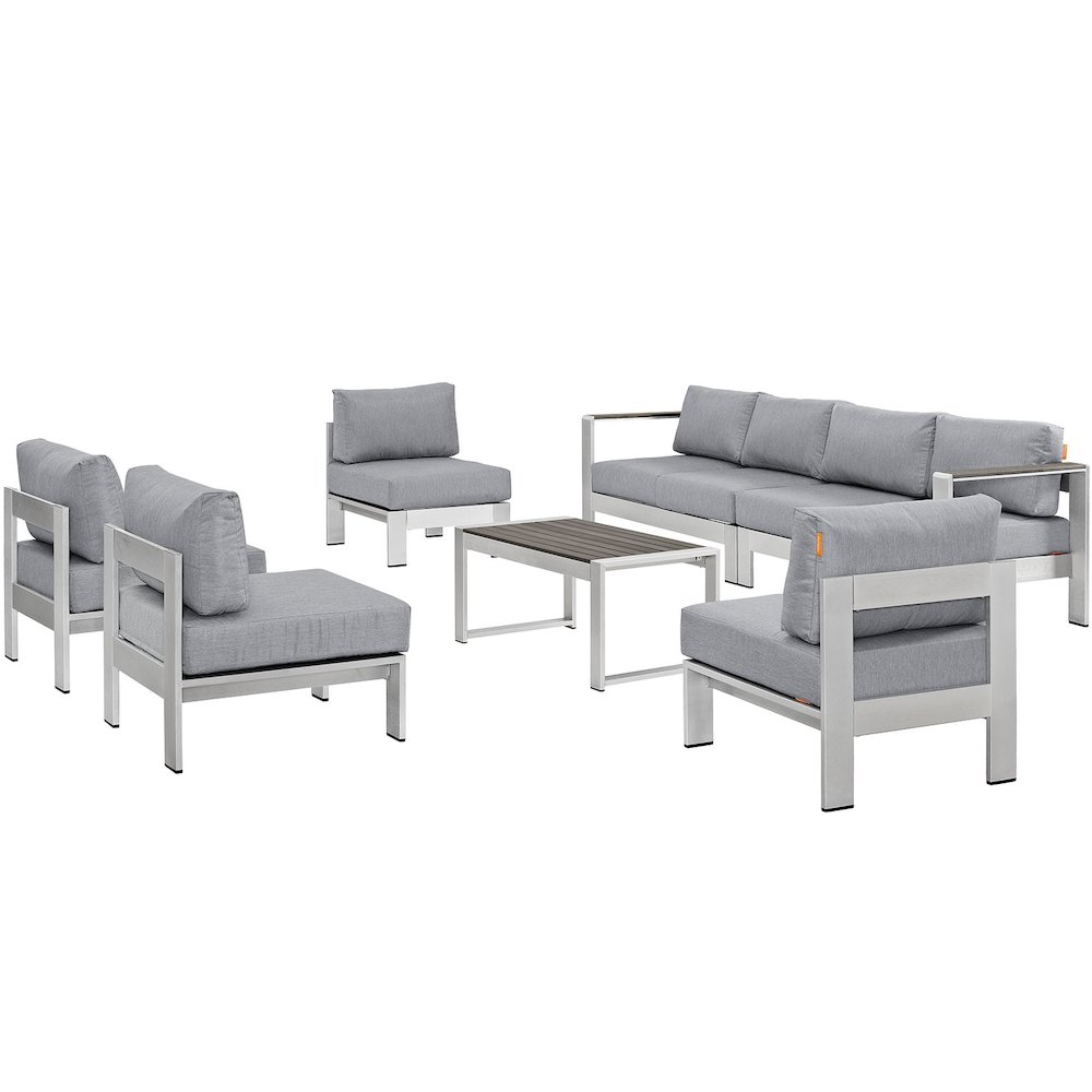 Shore 7 Piece Outdoor Patio Sectional Sofa Set. Picture 1