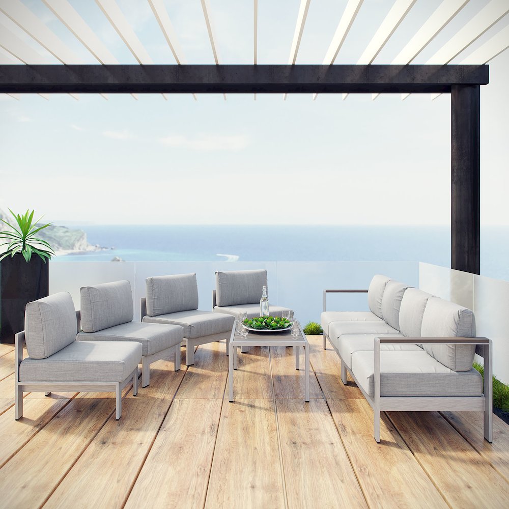 Shore 7 Piece Outdoor Patio Sectional Sofa Set. Picture 7