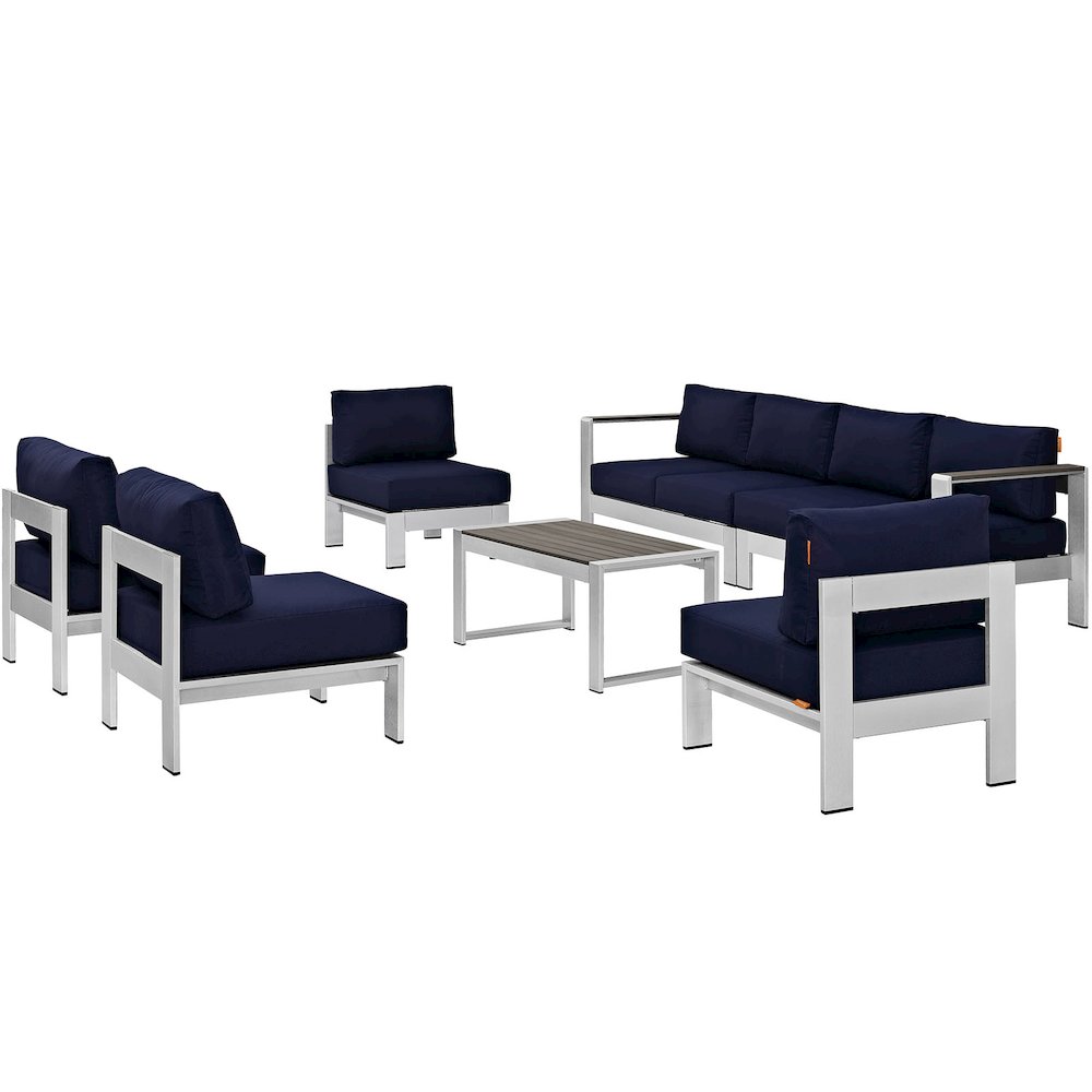 Shore 7 Piece Outdoor Patio Sectional Sofa Set. Picture 1