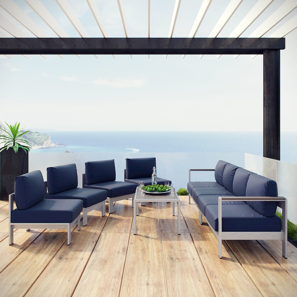 Shore 7 Piece Outdoor Patio Sectional Sofa Set. Picture 7