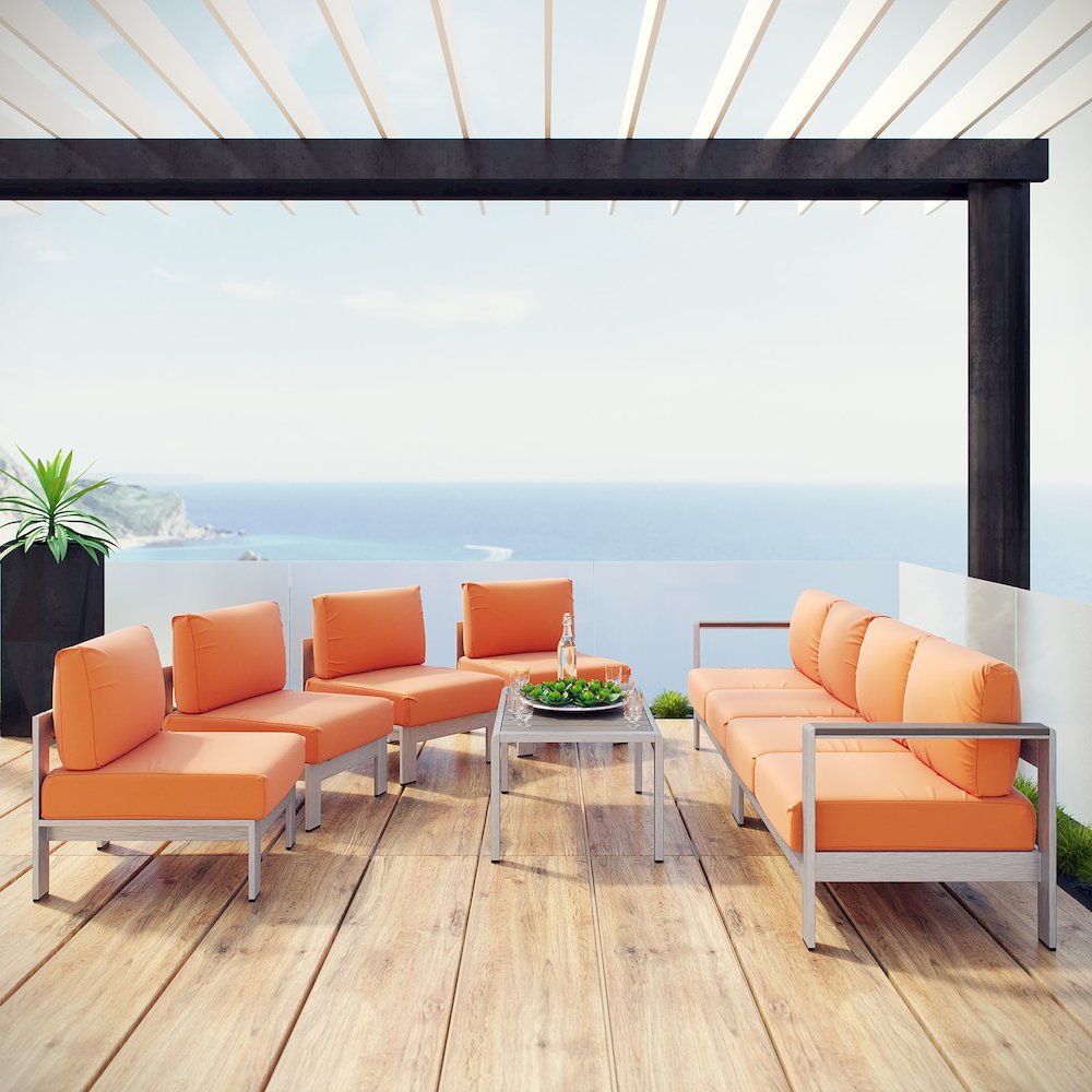 Shore 7 Piece Outdoor Patio Sectional Sofa Set. Picture 7