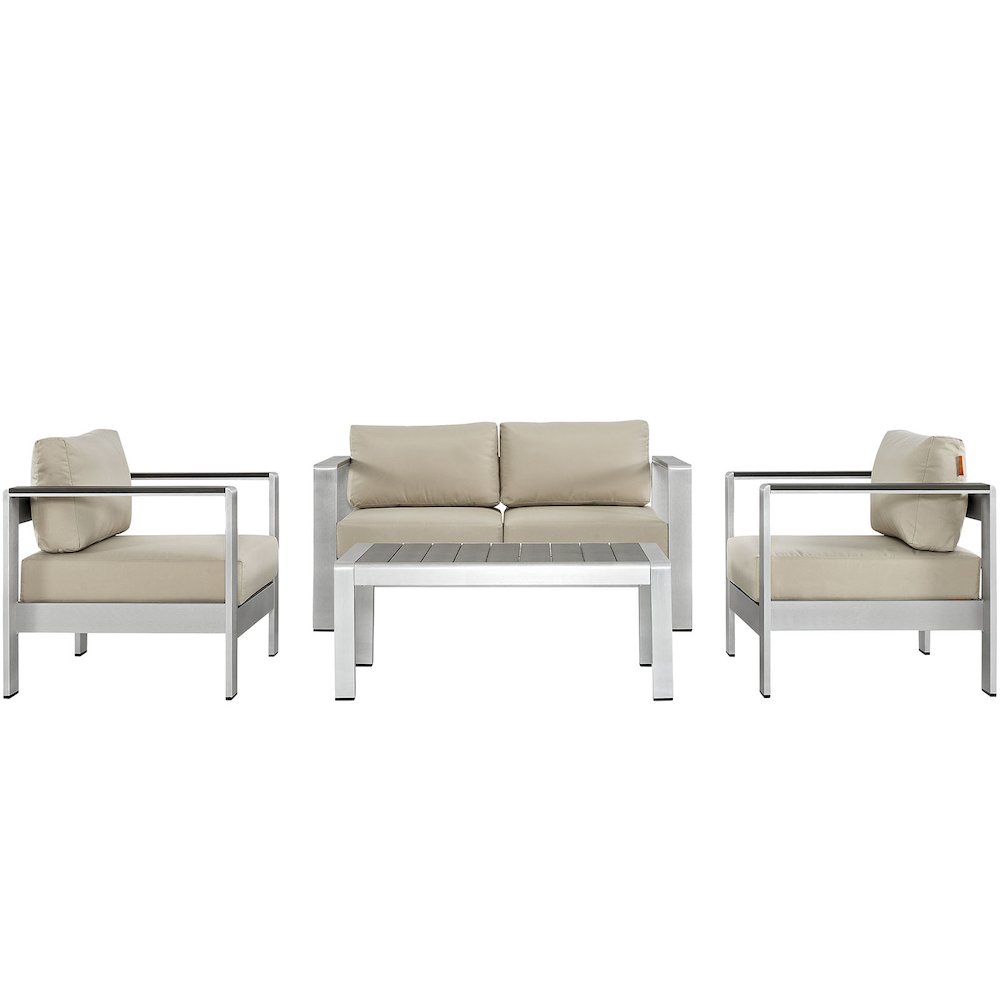 Shore 4 Piece Outdoor Patio Aluminum Sectional Sofa Set. Picture 1