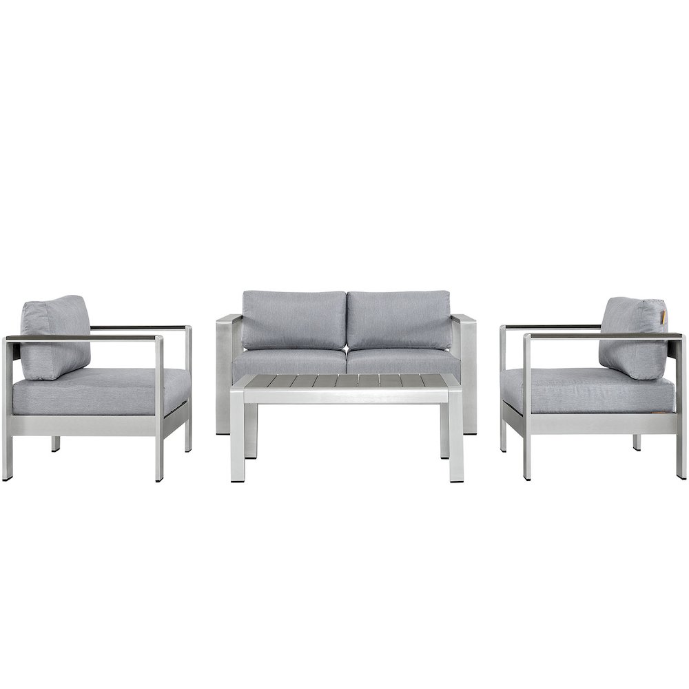 Shore 4 Piece Outdoor Patio Aluminum Sectional Sofa Set. Picture 1