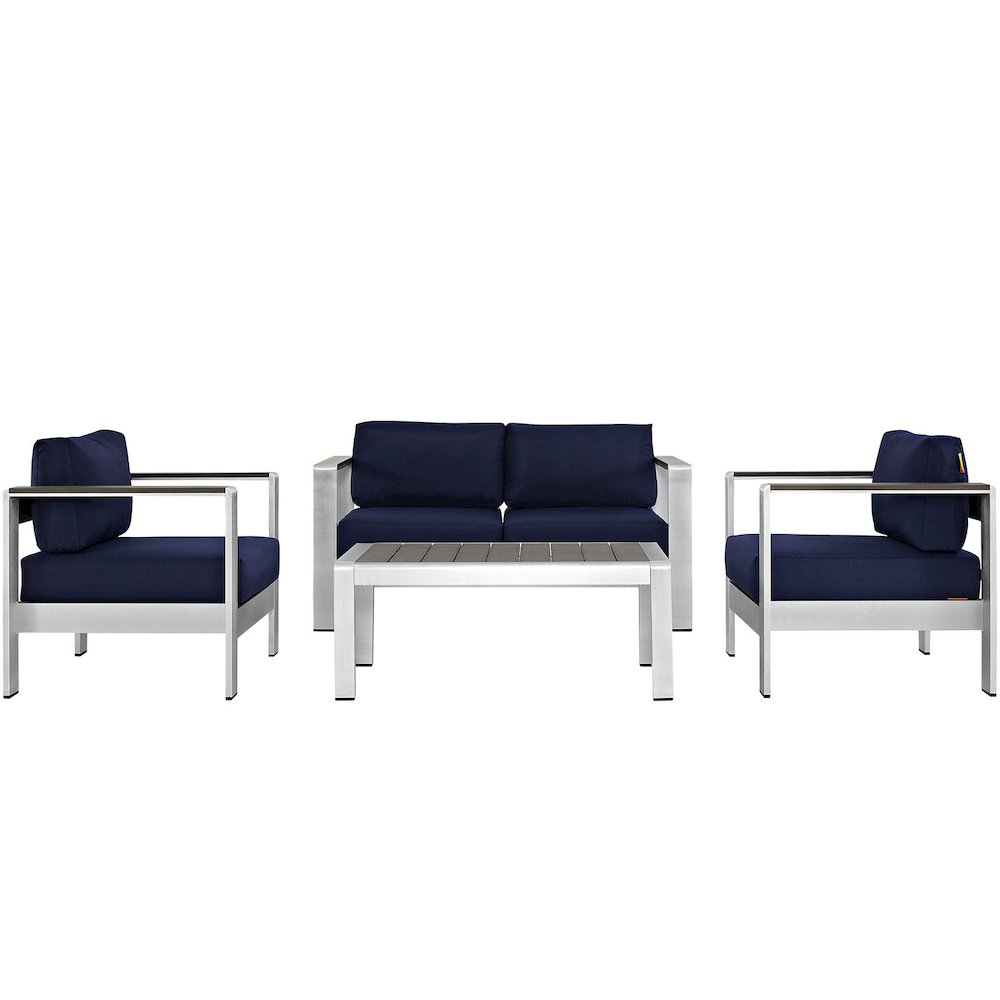 Shore 4 Piece Outdoor Patio Aluminum Sectional Sofa Set. Picture 1