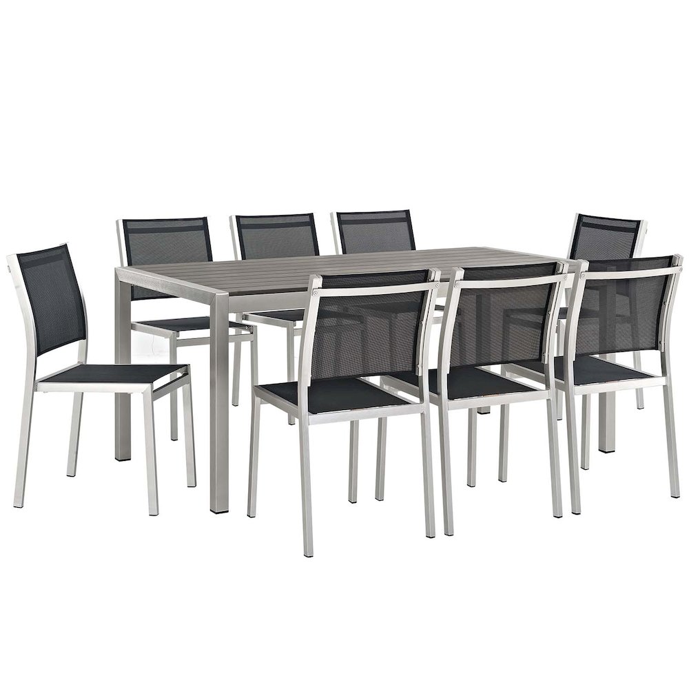 Shore 9 Piece Outdoor Patio Aluminum Dining Set. Picture 1