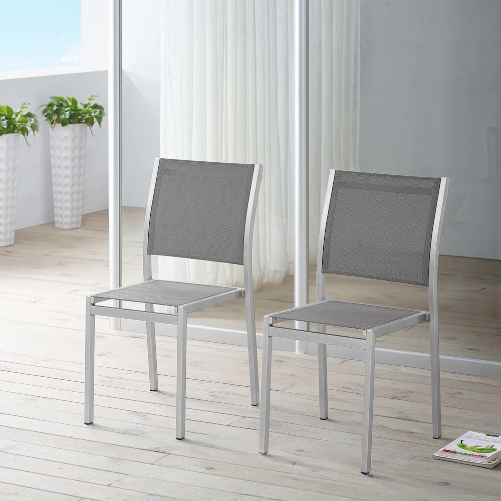 Shore Outdoor Patio Aluminum Side Chair Set of 2. Picture 5