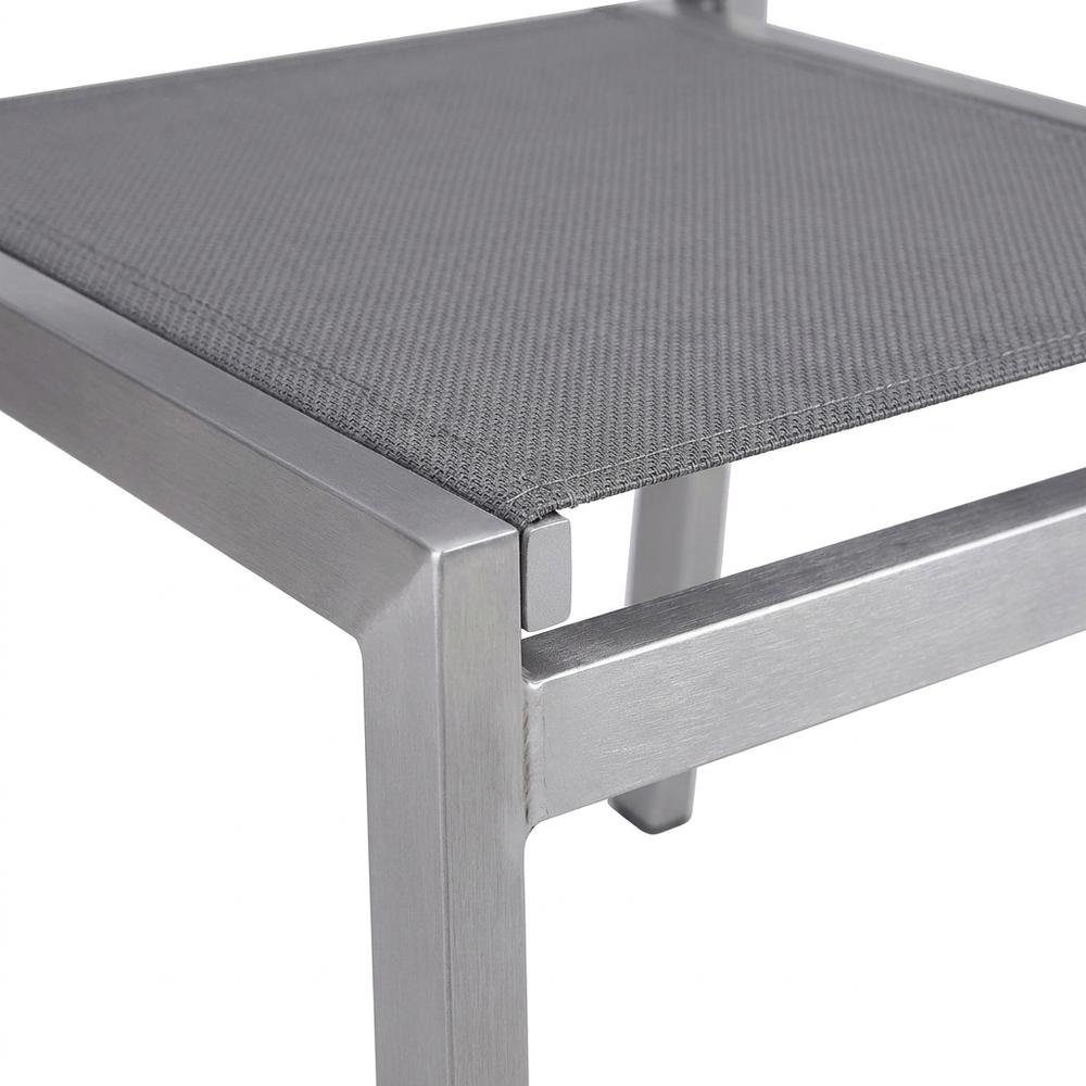 Aluminum Outdoor Patio Side Chairs, Porch and Balcony, Silver Gray, Set of 2. Picture 9