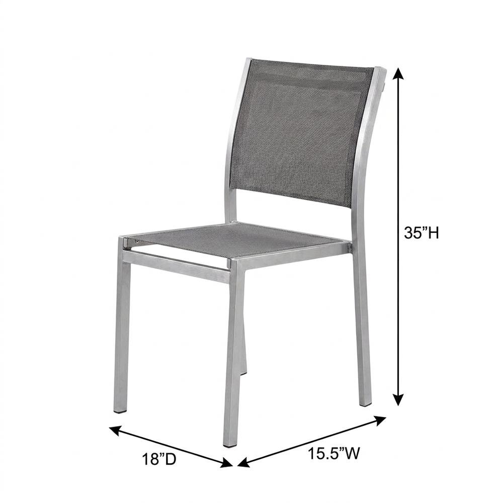 Aluminum Outdoor Patio Side Chairs, Porch and Balcony, Silver Gray, Set of 2. Picture 7