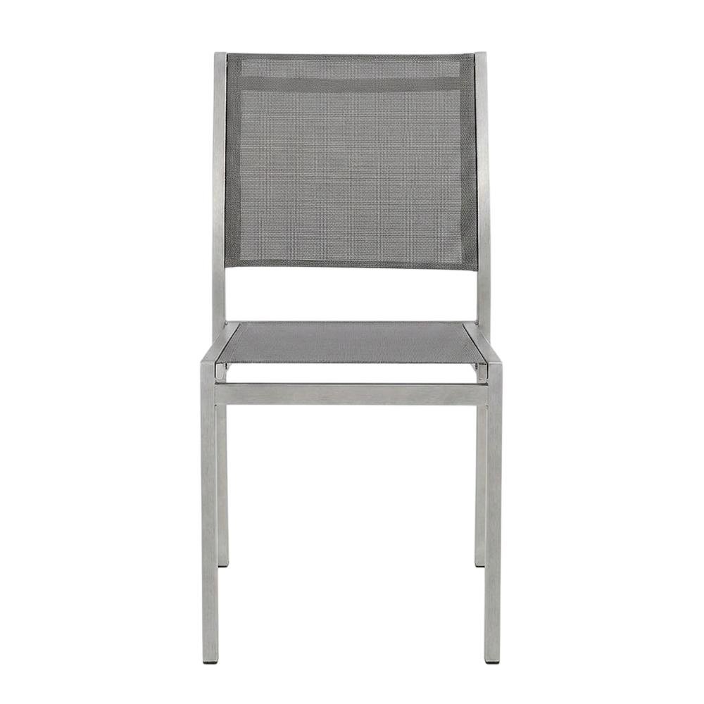 Aluminum Outdoor Patio Side Chairs, Porch and Balcony, Silver Gray, Set of 2. Picture 3