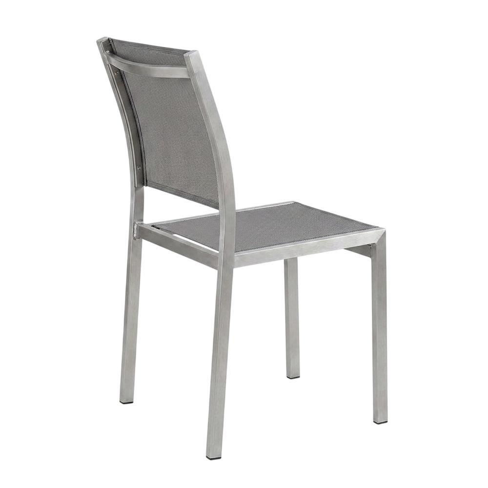 Aluminum Outdoor Patio Side Chairs, Porch and Balcony, Silver Gray, Set of 2. Picture 6