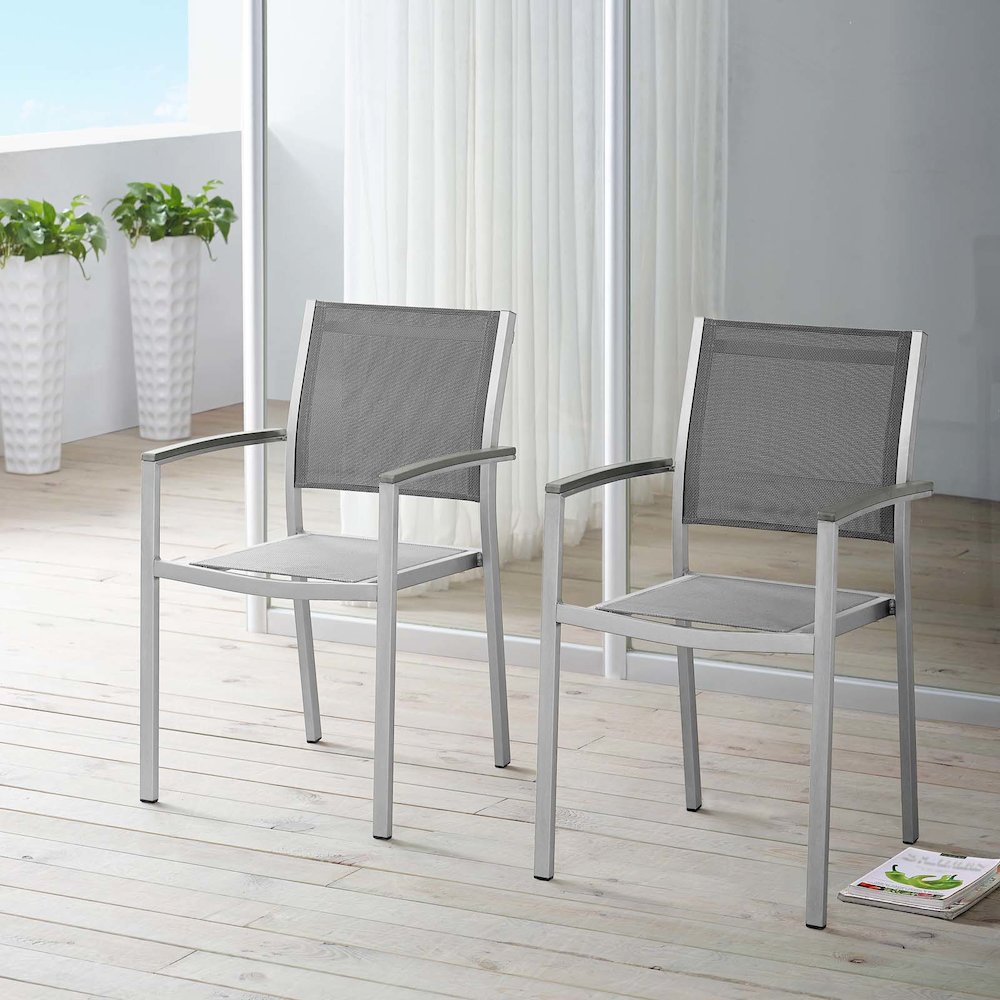 Shore Outdoor Patio Aluminum Dining Chair Set of 2. Picture 5