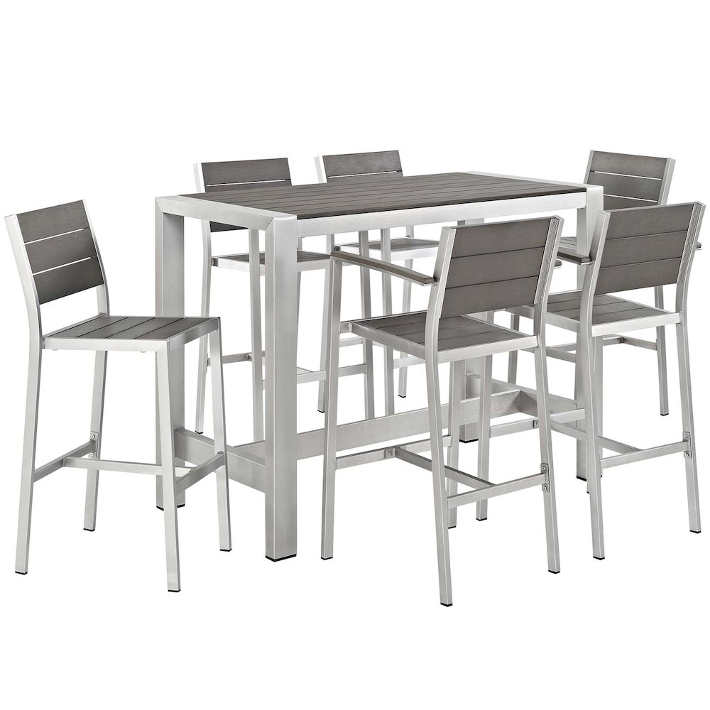 Shore 7 Piece Outdoor Patio Aluminum Dining Set. Picture 1