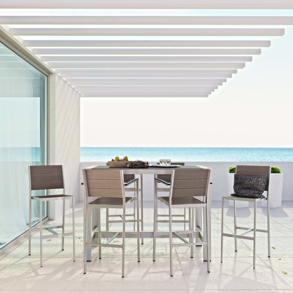Shore 7 Piece Outdoor Patio Aluminum Dining Set. Picture 8