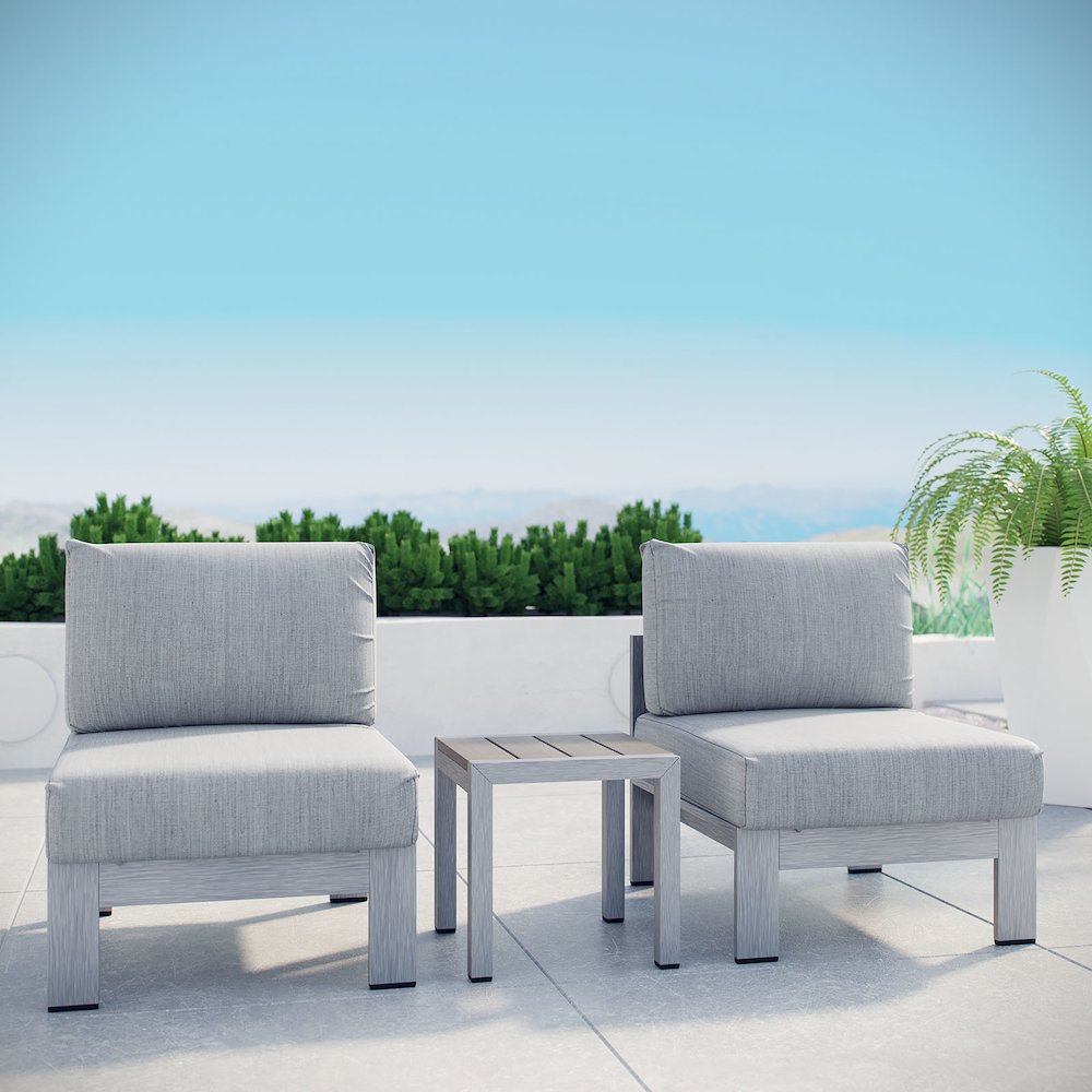 Shore 3 Piece Outdoor Patio Aluminum Sectional Sofa Set. Picture 6