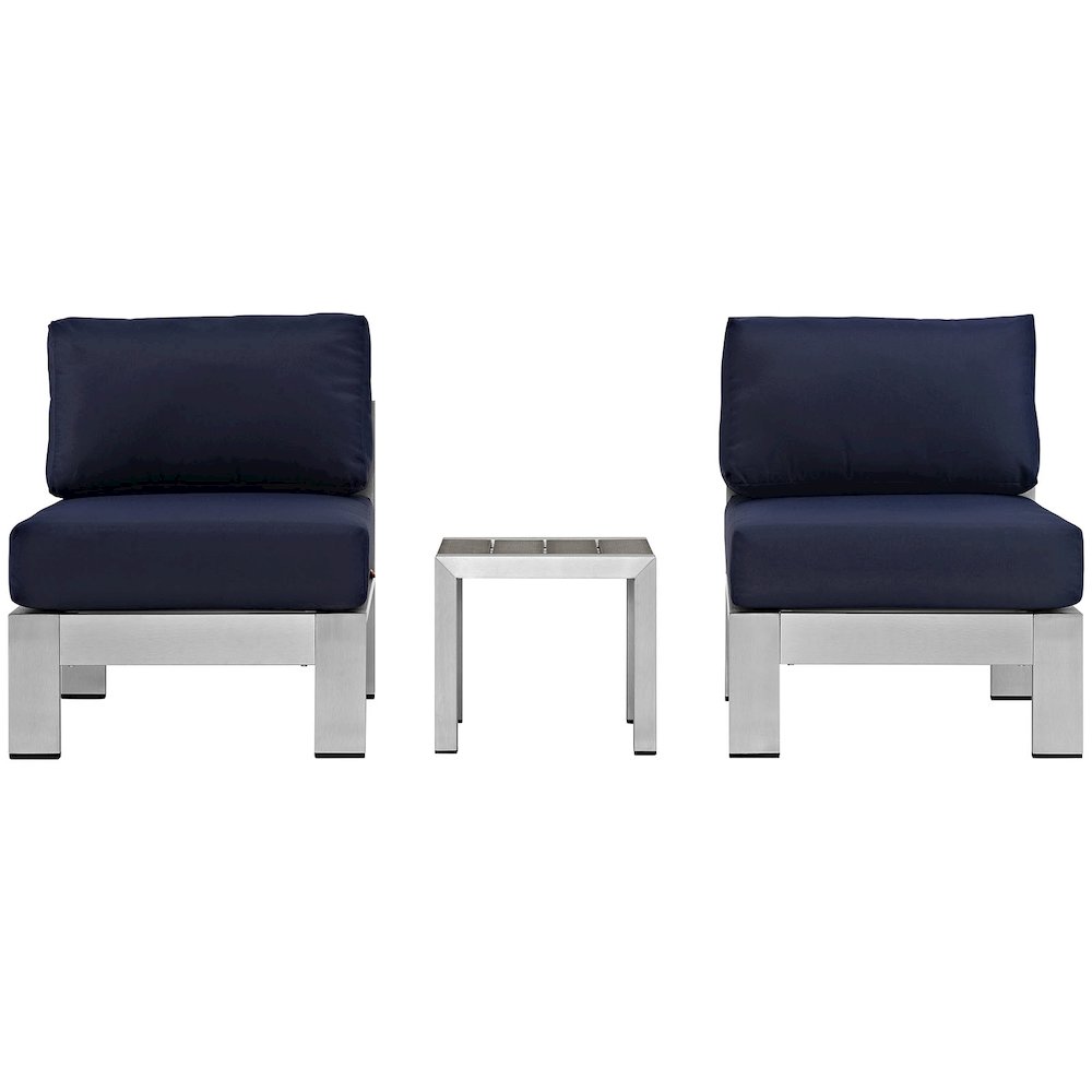 Shore 3 Piece Outdoor Patio Aluminum Sectional Sofa Set. Picture 1