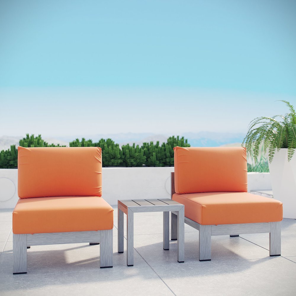 Shore 3 Piece Outdoor Patio Aluminum Sectional Sofa Set. Picture 6