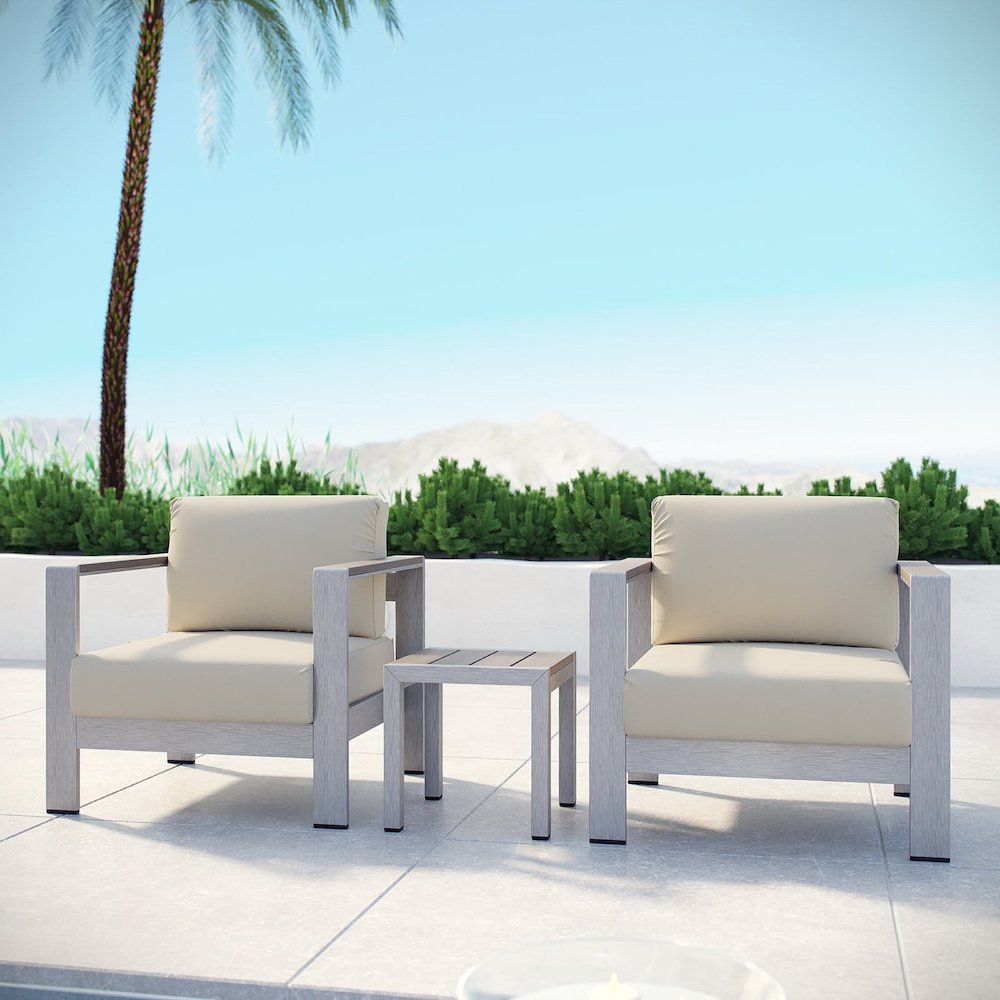 Shore 3 Piece Outdoor Patio Aluminum Set. Picture 6