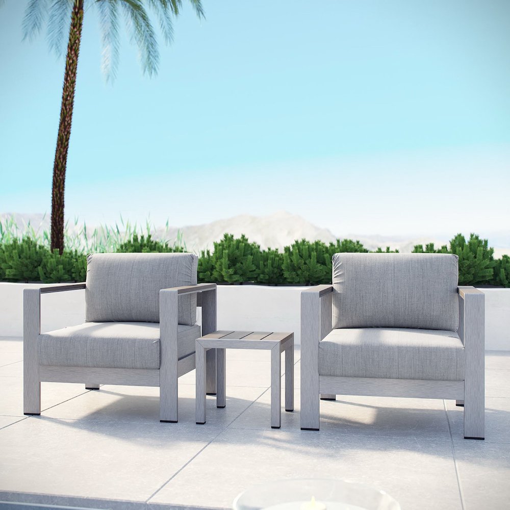 Shore 3 Piece Outdoor Patio Aluminum Set. Picture 6