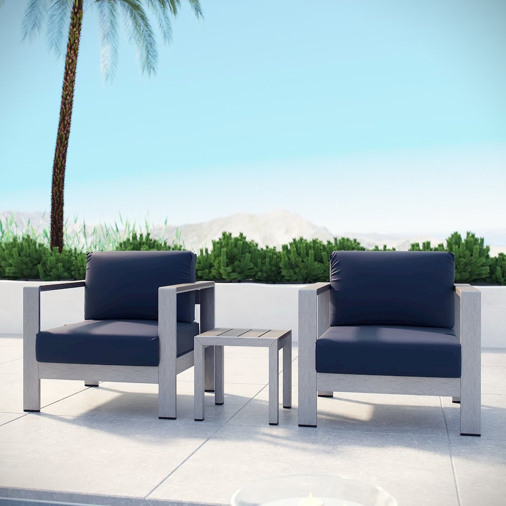 Shore 3 Piece Outdoor Patio Aluminum Set. Picture 6
