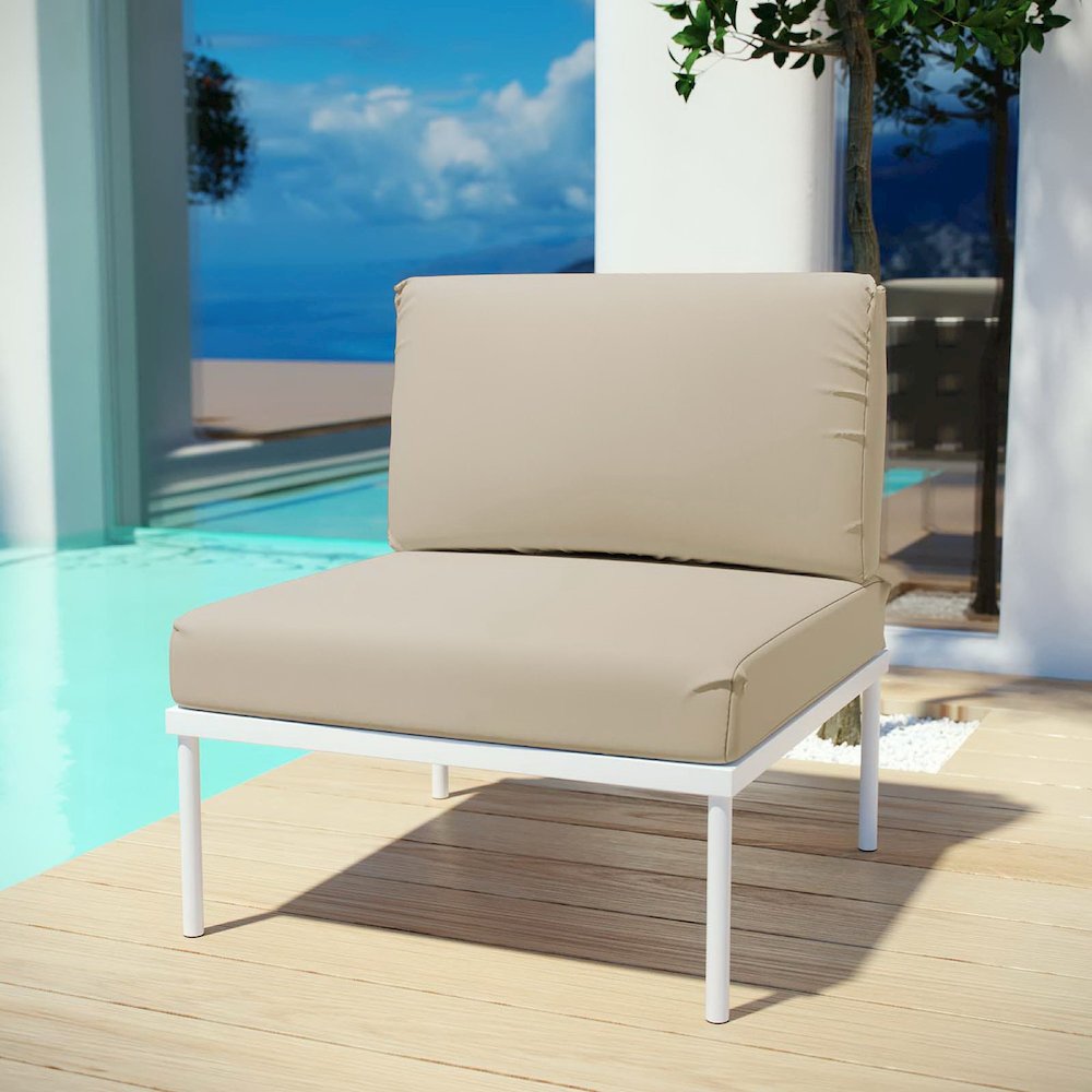 Harmony Armless Outdoor Patio Aluminum Chair. Picture 5