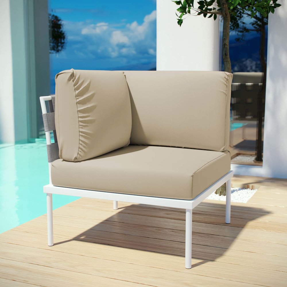 Harmony Outdoor Patio Aluminum Corner Sofa. Picture 5