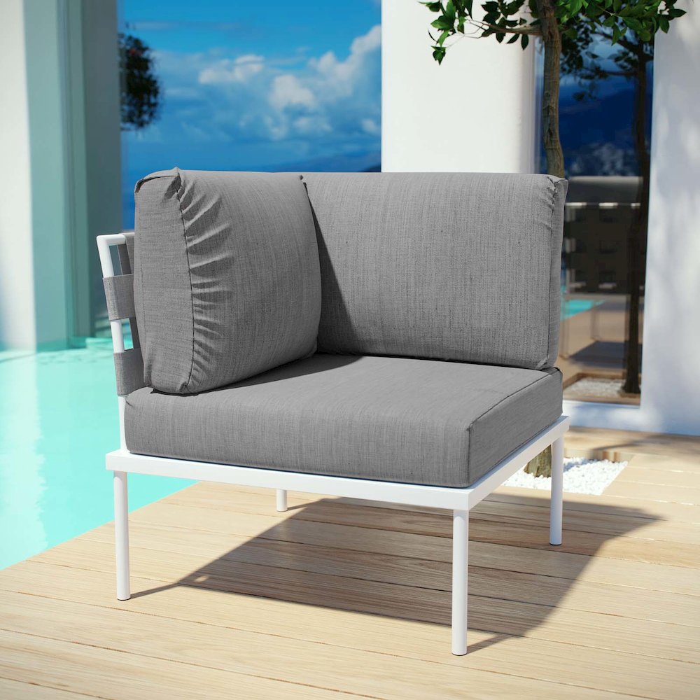Harmony Outdoor Patio Aluminum Corner Sofa. Picture 5