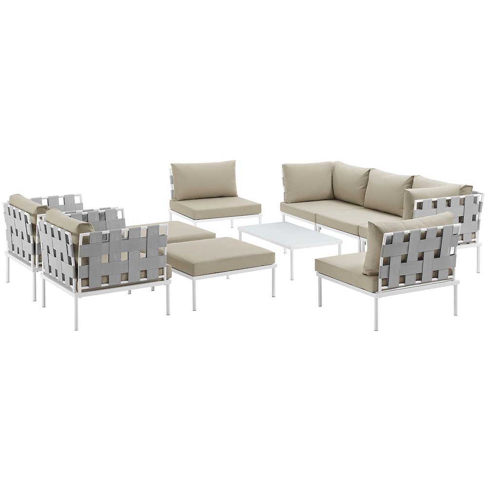 Harmony 10 Piece Outdoor Patio Aluminum Sectional Sofa Set. Picture 1