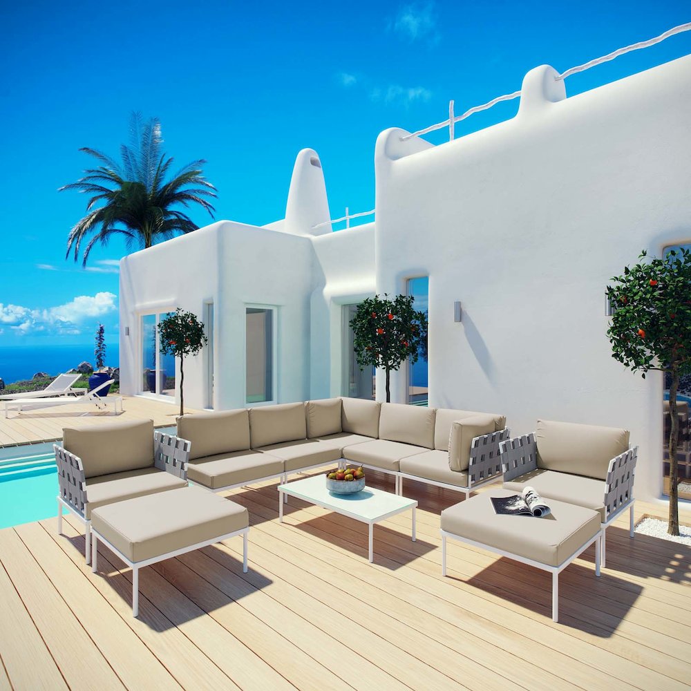 Harmony 10 Piece Outdoor Patio Aluminum Sectional Sofa Set. Picture 9