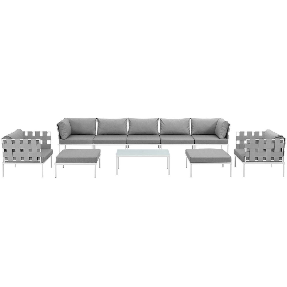 Harmony 10 Piece Outdoor Patio Aluminum Sectional Sofa Set. Picture 3