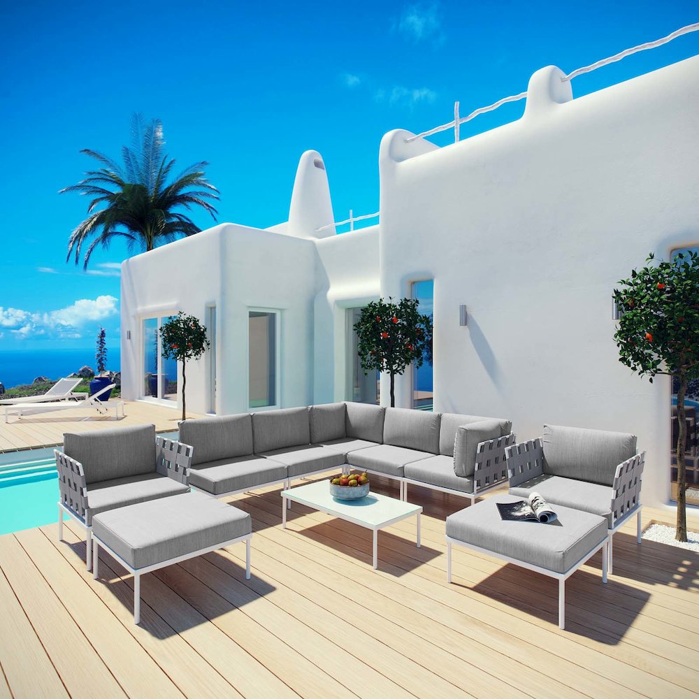 Harmony 10 Piece Outdoor Patio Aluminum Sectional Sofa Set. Picture 9