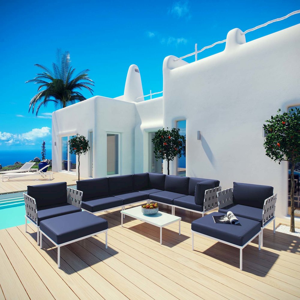 Harmony 10 Piece Outdoor Patio Aluminum Sectional Sofa Set. Picture 9