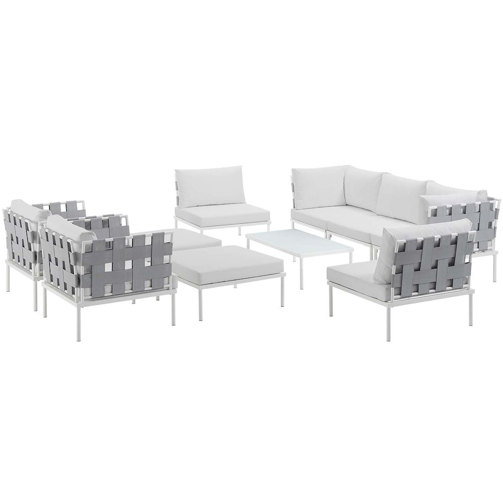 Harmony 10 Piece Outdoor Patio Aluminum Sectional Sofa Set. Picture 1